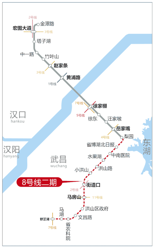 武汉地铁8号线二期预计2020年通车! 武汉地铁8号线二期预计2020年通车!